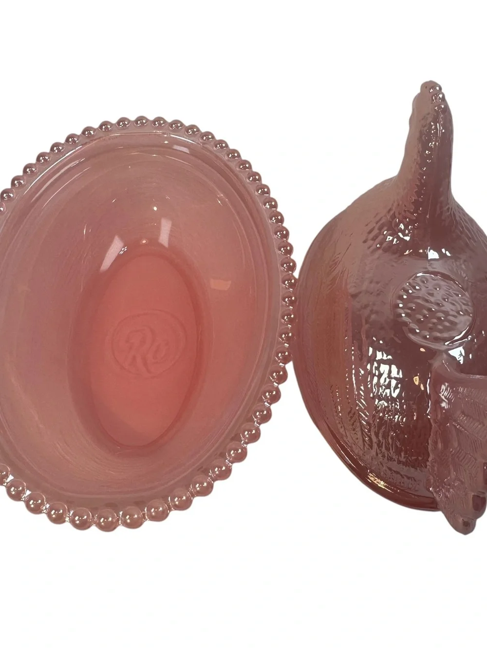 Rose’s Closet Pink Carnival Glass Hen on Nest 3 1/2” tall 4 3/4” long New - Picture 8 of 10